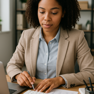 Focused Professional in Modern Office
